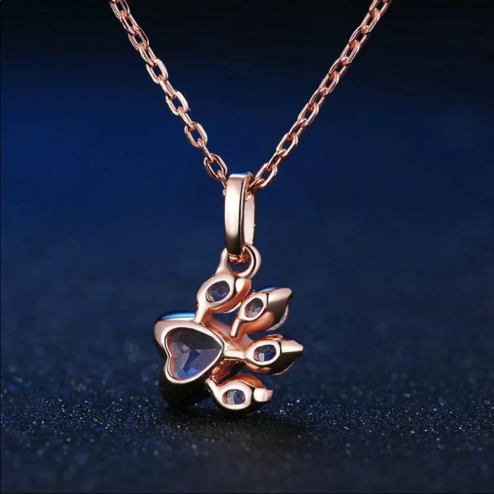 Rose Gold Plated Paw Necklace - Picture 2 of 4